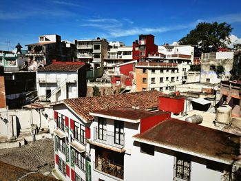 High angle view of townscape against sky