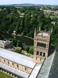 High angle view of buildings in city