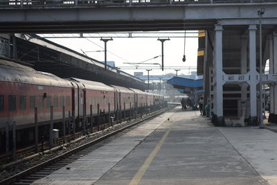 Train on railroad station