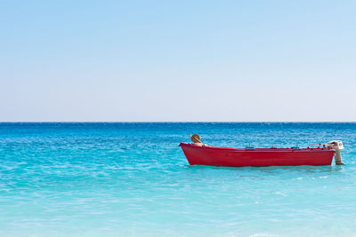 Scenic view of sea against clear sky