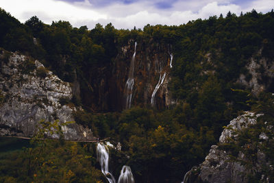 Scenic view of waterfall