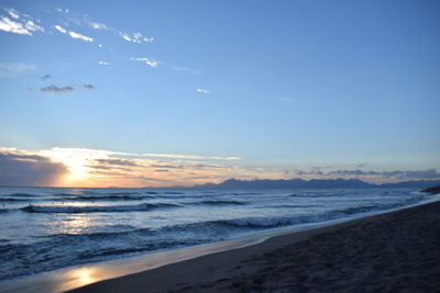 Scenic view of sea during sunset