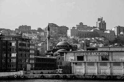 View of cityscape against clear sky