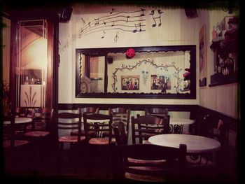 Empty chairs in restaurant