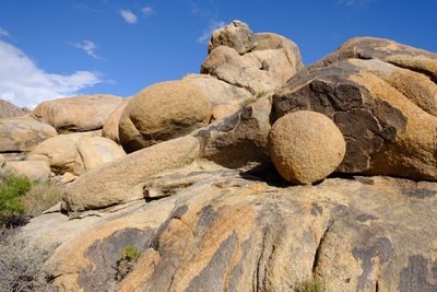 View of rock formation on land against sky