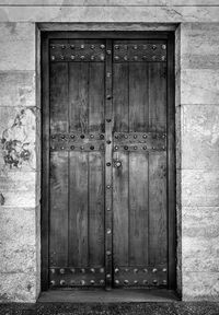 Closed door of old building