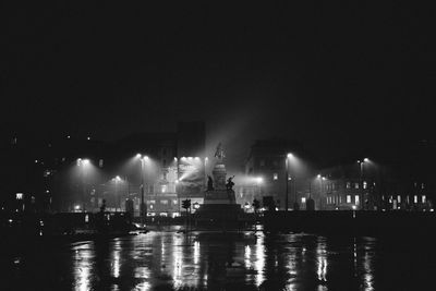 Scenic view of city square at night