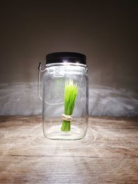 Close-up of plant in glass jar