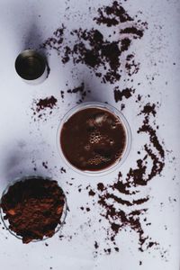 High angle view of coffee on table