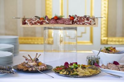 Close-up of food in plate on table