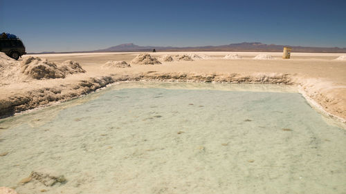 Scenic view of desert against clear sky