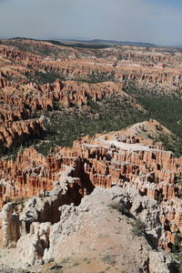 Aerial view of rock formations against sky