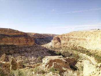 Scenic view of rock formations against sky