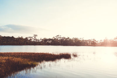 Scenic view of lake against sky