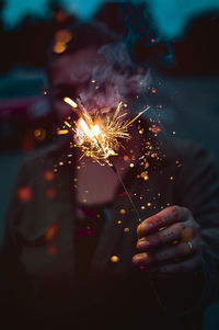 Firework display at night