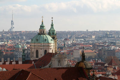 High angle view of townscape against sky