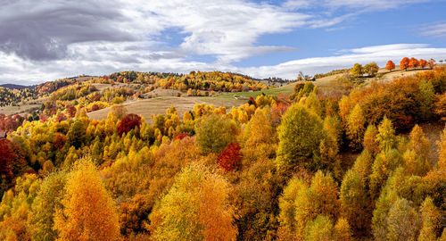 Beautiful autumn landscapes in the romanian mountains, fantanele village area, sibiu county, romania