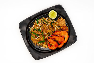 High angle view of noodles in bowl