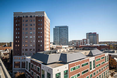 View of downtown new brunswick, new jersey on a clear sunny fall day