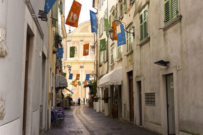 Narrow street amidst buildings in town