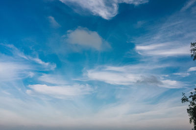 Low angle view of clouds in blue sky