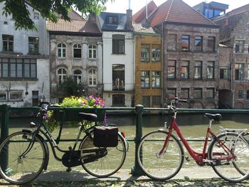 Bicycles parked outside building