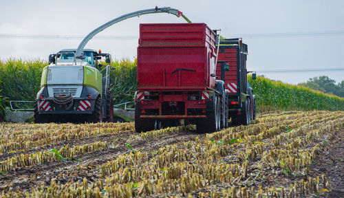 Agricultural machinery on field