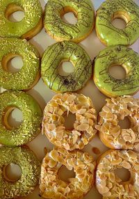 Close-up shot of alcapone and green tea dougnuts 