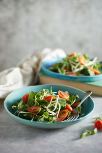 Close-up of salad in plate on table