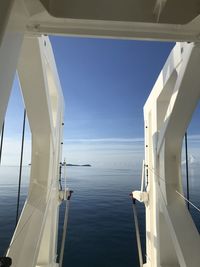 Scenic view of sea against blue sky