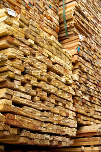 Full frame shot of stack of firewood