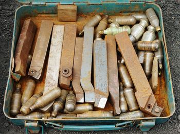 High angle view of carrots on table