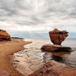 Scenic view of sea against cloudy sky