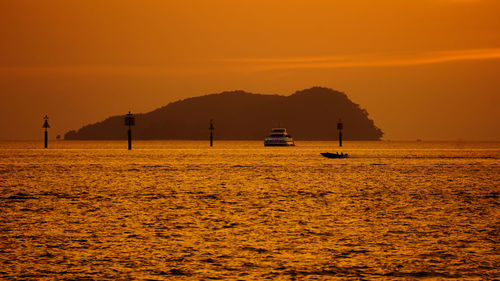 Scenic view of sea against sky during sunset