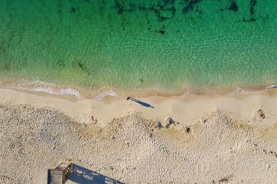 High angle view of birds on beach