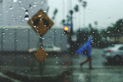 Close-up of water drops on glass