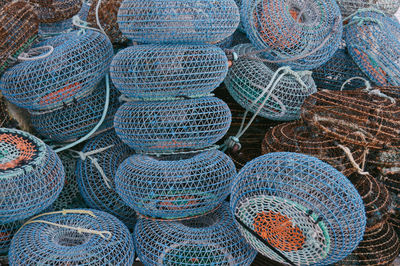 Full frame shot of lobster nets at market