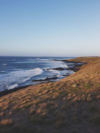 Scenic view of sea against clear sky