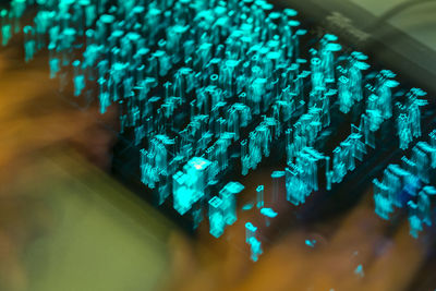 Close-up of illuminated computer keyboard