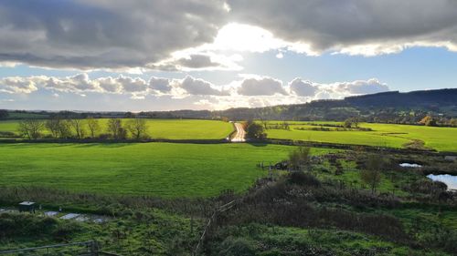 Scenic view of land against sky