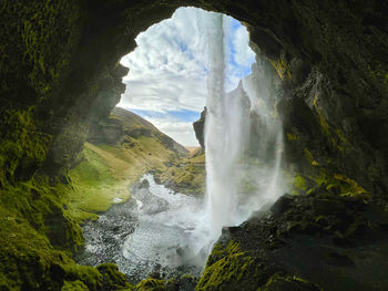 Scenic view of waterfall