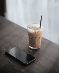 High angle view of coffee on table