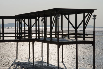 Scenic view of beach against clear sky