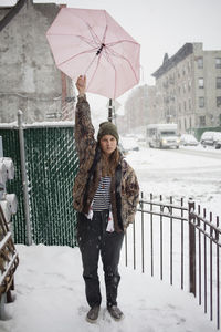 Young woman in the snow