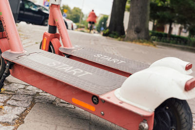 Close-up of car on street