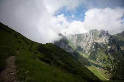 Scenic view of mountains against sky