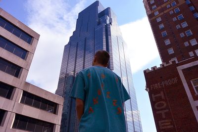 Low angle view of statue in city