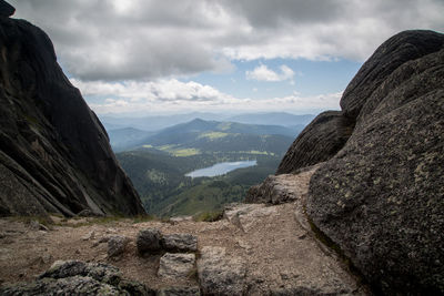 Scenic view of mountains against sky