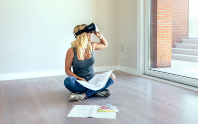 Woman sitting at home