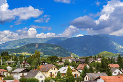 View of villach and surrounding mountains, austria